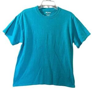 Gildan Mens Size Large T-Shirt Crew Neck Tee 90/10 Jade Green